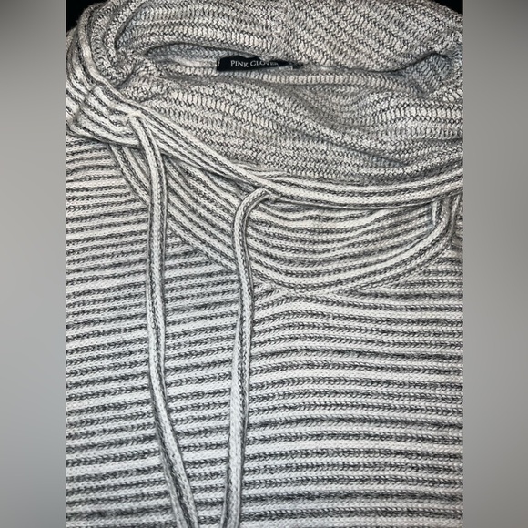 Pink Clover Cowl Neck Black and White Striped Pullover Size 2XL GUC - Picture 3 of 6